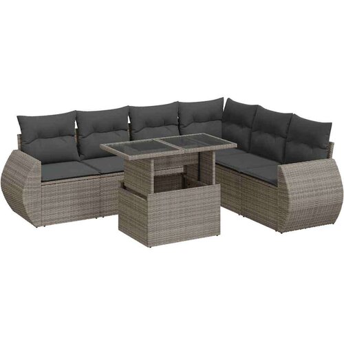 VidaXL 7-dijelni set vrtnih sofa sivi od poliratana Slike