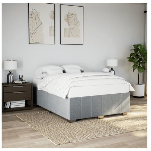 VidaXL Okvir za krevet bez madraca svjetlosivi 140 x 190 cm od tkanine Slike