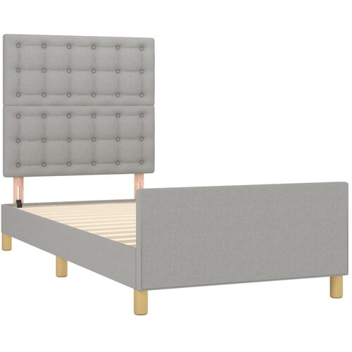  Okvir za krevet s uzglavljem svjetlosivi 90x190 cm od tkanine Slike
