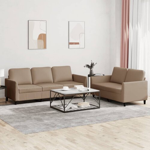  2-dijelni set sofa s jastucima boja cappuccina od umjetne kože Slike