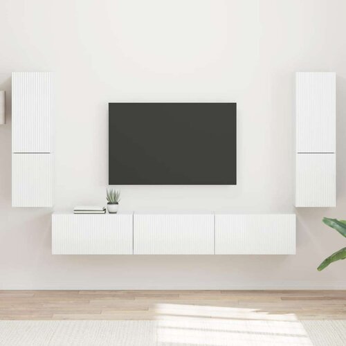  Set TV komoda Zidne 4 pcs Visoki sjaj bijela Konstruirano drvo Cene