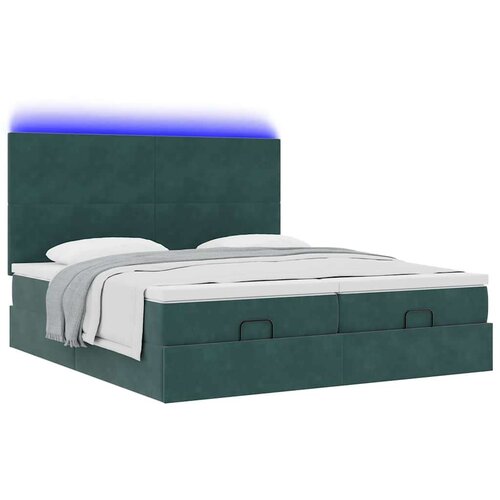 VidaXL okvir kreveta s madracima tamnozeleni 200x200cm bar&amp;scaron;unasti Slike