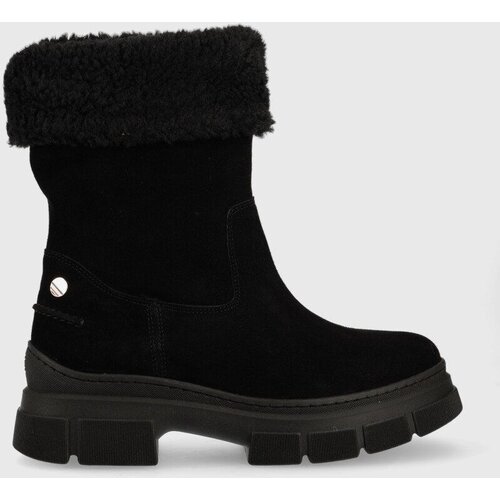 Tommy Hilfiger Gležnarji iz semi&amp;scaron;a Warm Lining Suede Low Boot ženski, črna barva Slike