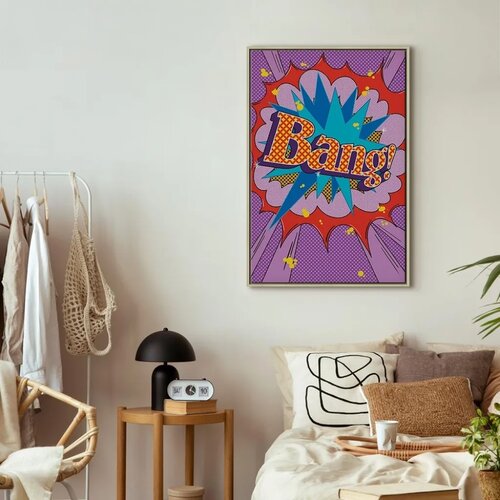  Slika - Comic Street Art (1-part) - Colorful Text on Vibrant Background 60x90 U prirodnom drvenom okviru Slike
