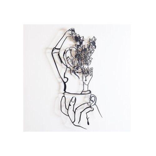 WALLXPERT Zidna dekoracija Coffee Girl Line Art - APT744 L, 61 x 100 cm, Crna Cene