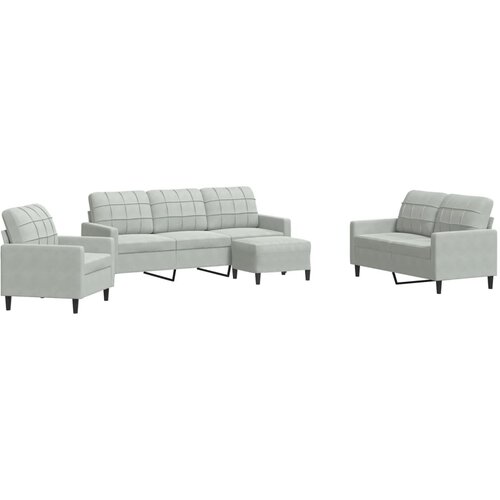  4-dijelni set sofa s jastucima svjetlosivi bar&amp;scaron;unasti Slike