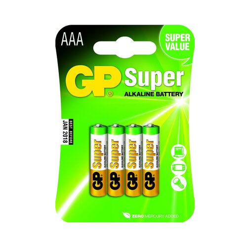 GP Batteries Baterije GP LR03 (AAA) Super alkalne (4 kosi) Slike