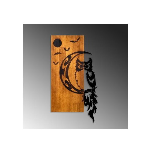 Wallxpert Zidna dekoracija Sova, 36x66x3 cm, Smeđa boja Slike