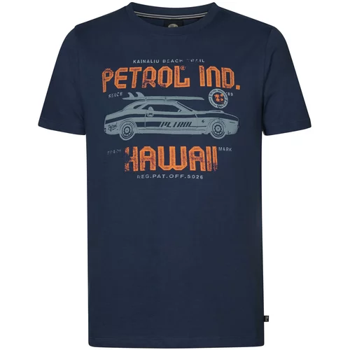 Petrol Industries Majica modra / siva / oranžna