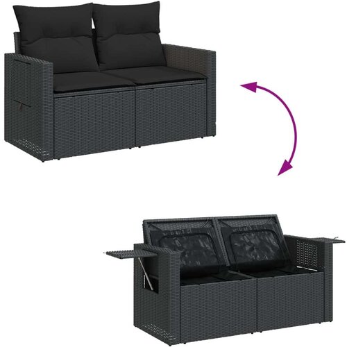 VidaXL 9-dijelni set vrtnih sofa s jastucima crni od poliratana Slike