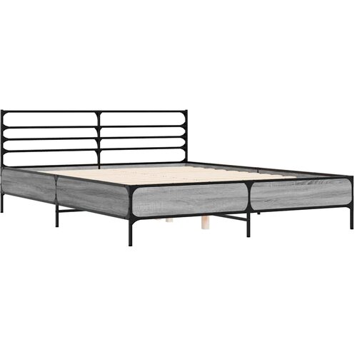  Okvir za krevet boja hrasta 150x200cm konstruirano drvo i metal Siva 150 x 200 cm Slike