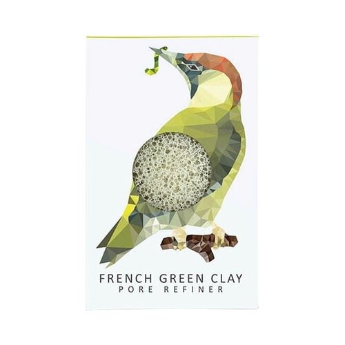 The Konjac Sponge Company konjac mini pore refiner woodland woodpecker with green clay Cene