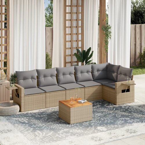 vidaXL 7-dijelni set vrtnih sofa s jastucima bež od poliratana Cijene