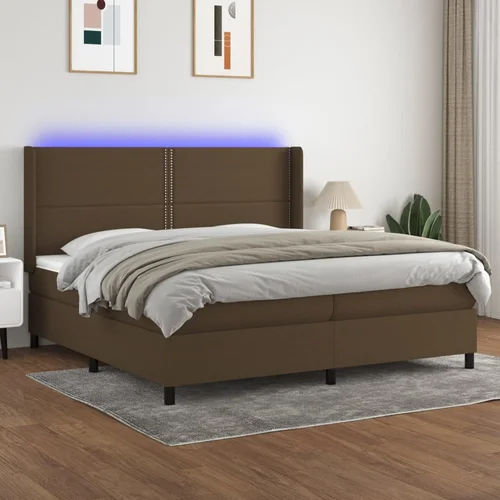 The Living Store Box spring postelja z vzmetnico LED temno rjava 200x200cm blago - Box Spring Postelja, (21516443)