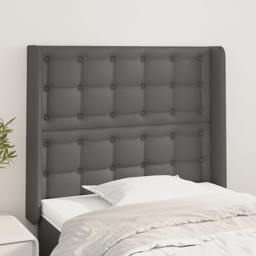The Living Store vzglavje z u&amp;scaron;esi sivo 83x16x118/128 cm umetno usnje - vzglavje, (21418695) Slike