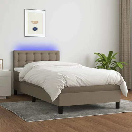  Box spring postelja z vzmetnico LED taupe 80x200 cm blago, (20900043)