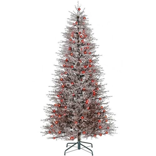  Novogodišnja braon jelka sa crvenim led lampicama 148xH270cm, 1143T,140 Cene