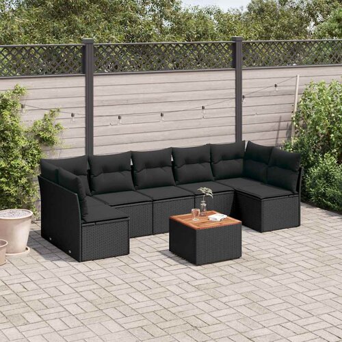  8-dijelni set vrtnih sofa od poliratana s jastucima crni Cijene