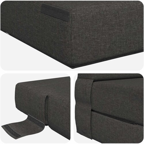 SOFA na razvlačenje Tamnosiva 70 x 72 x 60 cm Tkanina Slike