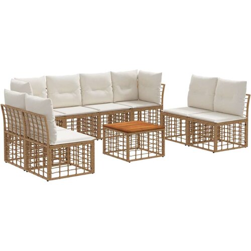  Set vanjskih sofa 9 pcs Prirodna i krema bijela Poliester - Prirodna sa stolom Cijene