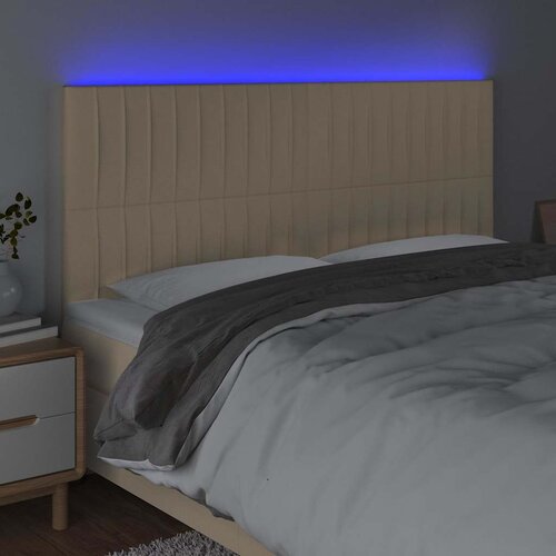  LED uzglavlje krem 180x5x118/128 cm od tkanine Slike
