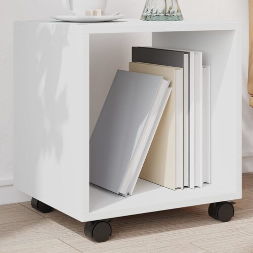 VidaXL Omarica na kolesih bela 37x33x42,5 cm inženirski les Slike