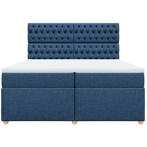 VidaXL Krevet s oprugama i madracem plavi 200 x 200 cm od tkanine Slike