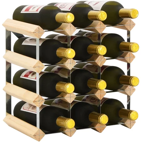 vidaXL Stojalo za vino za 12 steklenic trdna borovina