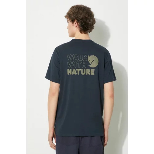 Fjallraven Majica kratkih rukava Walk With Nature T-shirt M za muškarce, boja: tamno plava, s uzorkom, F12600216.555