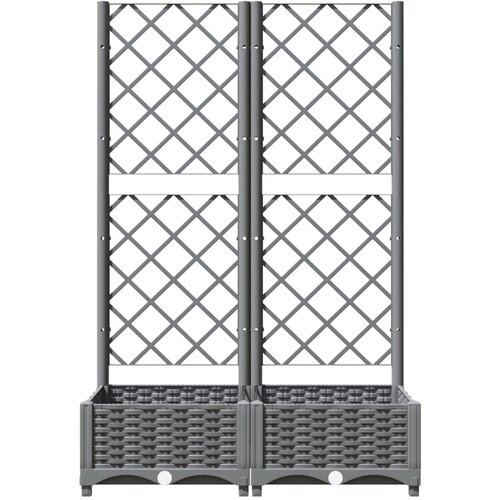  Vrtna sadilica s re&amp;scaron;etkom svjetlosiva 80x40x121,5 cm PP Slike