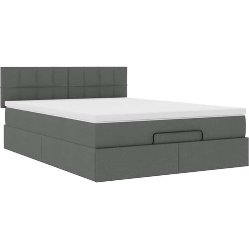 VidaXL otomanski krevet s madracem tamnosivi 140x190cm od tkanine Slike