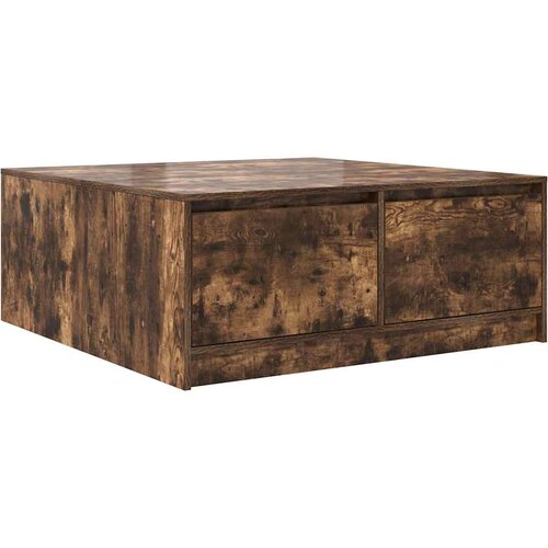 VidaXL Kavna mizica s predali dimljen hrast 100x100x40 cm, (21752379) Slike