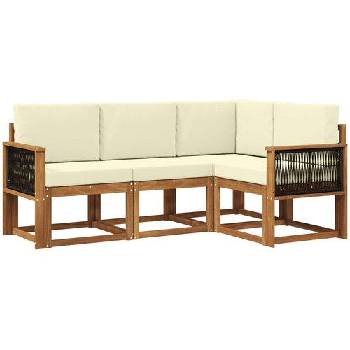  Set vanjskih sofa 4 pcs Prirodna i krem Poliester Slike