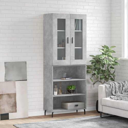 The Living Store Visoka komoda betonsko siva 69,5x34x180 cm inženirski les - Visoka Omarica, (21657327) Slike