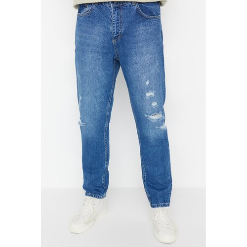 Trendyol Men's Indigo Relax Fit Destroyed Jeans Cene
