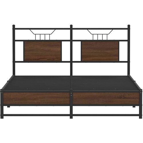 VidaXL okvir kreveta bez madraca smeđi hrast 150x200 cm izrađeno drvo Slike