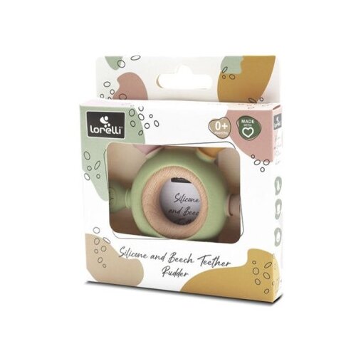Lorelli silikonsko drvena glodalica za bebe rudder - fresh green ( 10210900004 ) Slike
