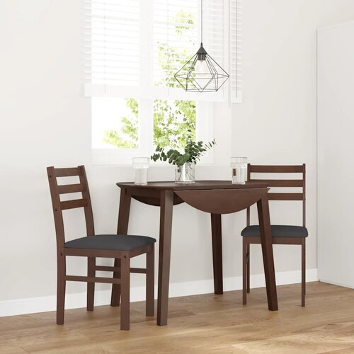 VidaXL Jedilni stoli z blazinami 2 kosa Brown Solid Wood Rubber Slike