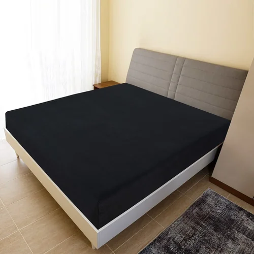 vidaXL Plahta s gumicom od žerseja crna 90 x 200 cm pamučna