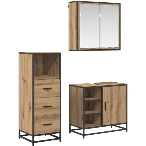  Set namje&scaron;taja za kupaonicu 3 kom. Umjetnički hrast Smeđa 65 x 33 x 60 cm Cijene