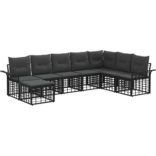  Set vanjskih sofa s jastukom 8 pcs Crna i tamno siva Poliester Cene
