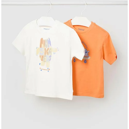 Mayoral Otroška bombažna majica 2-pack oranžna barva