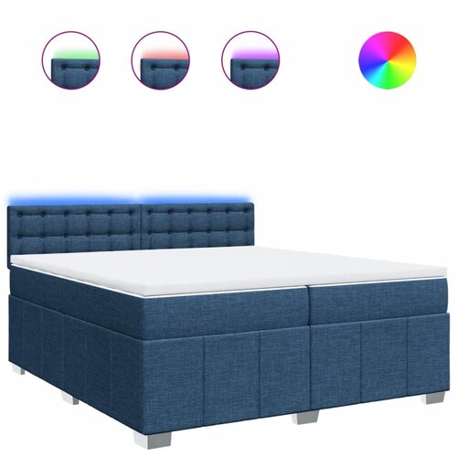 vidaXL Box spring postelja z vzmetnico modra 200x200 cm blago, (21308414) Cene