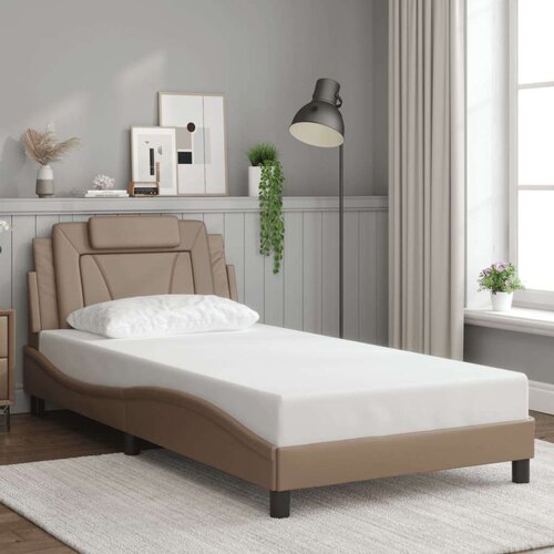  Okvir kreveta s LED svjetlom cappuccino 100x200 cm umjetna koža Slike
