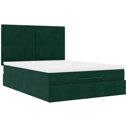  Ottoman krevet s madracima tamnozeleni 140x190 cm bar&amp;scaron;un Slike