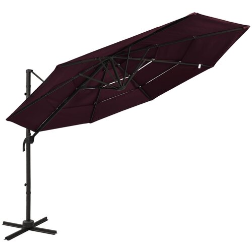  Vrtni suncobran s 4 razine i aluminijskim stupom 3 x 3 m bordo Cene