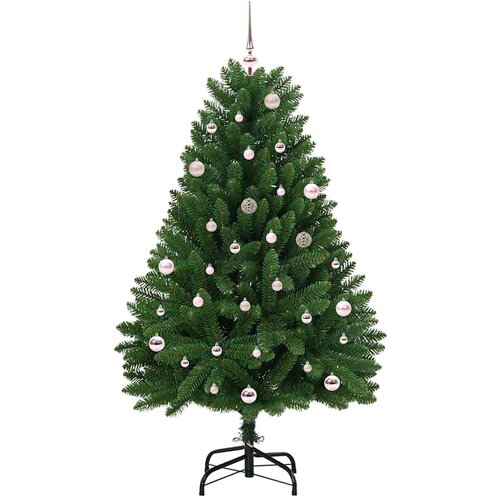 VidaXL Umjetno božićno drvce S LED lampica Zelena 150 cm PVC i metal Slike