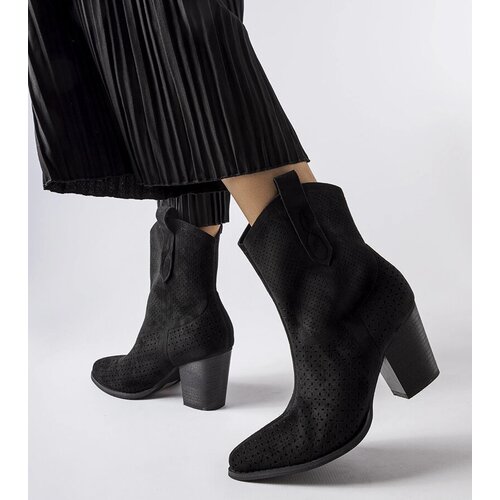 Gemre Black lace cowboy boots on a block heel Desjardins Cene