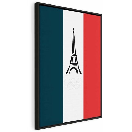  Slika - French Flag With Graphic Eiffel Tower 40x60 U crnom drvenom okviru Cene