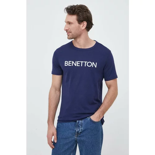 United Colors Of Benetton Bombažna kratka majica mornarsko modra barva